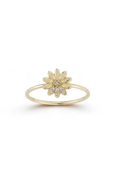 EMBER FINE JEWELRY EMBER FINE JEWELRY 14K YELLOW GOLD PAVÉ DIAMOND FLOWER RING