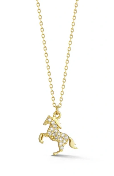 Ember Fine Jewelry 14k Yellow Gold Pavé Diamond Horse Pendant Necklace In 14k Gold