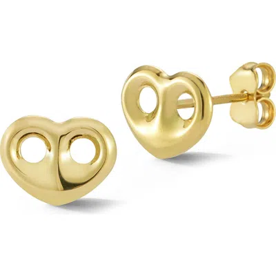 Ember Fine Jewelry 14k Yellow Gold Perforated Heart Stud Earrings