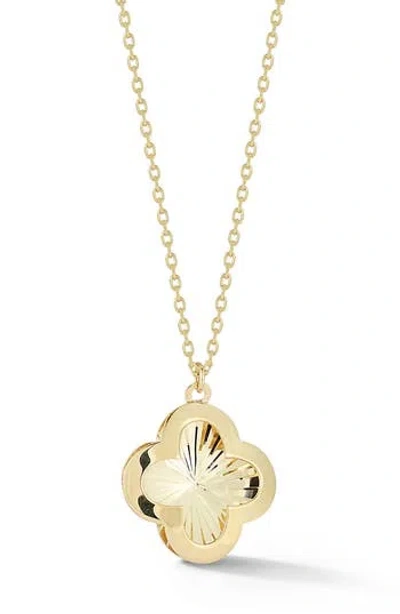 Ember Fine Jewelry 14k Yellow Gold Textured Clover Pendant Necklace