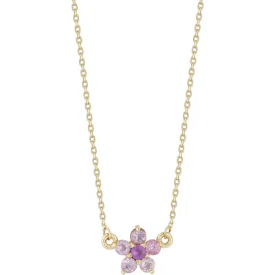 Ember Fine Jewelry Amethyst Flower Pendant Necklace In Gold