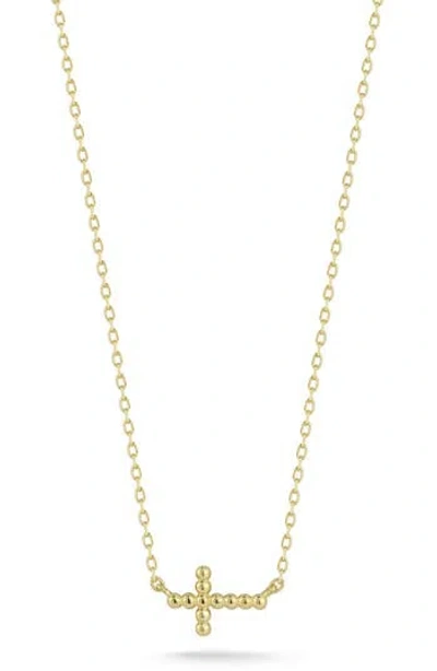 Ember Fine Jewelry Beaded Sideways Cross Necklace In Gold