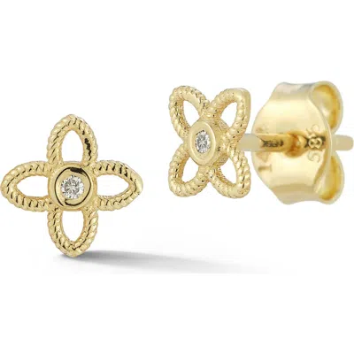 Ember Fine Jewelry Bezel Set Diamond Clover Stud Earrings In Gold