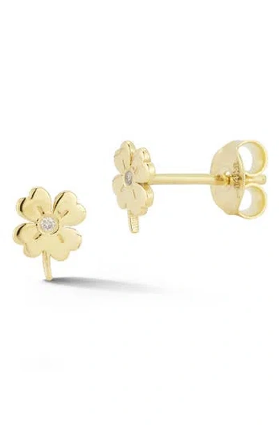 Ember Fine Jewelry Bezel Set Diamond Clover Stud Earrings In Gold