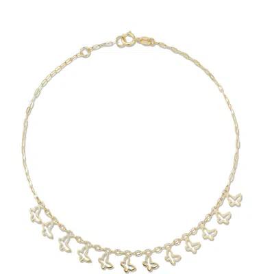 Ember Fine Jewelry Butterfly Charm Anklet In Gold