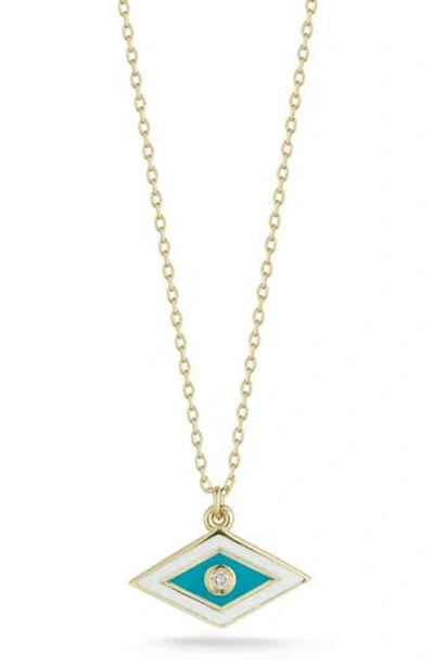 Ember Fine Jewelry Diamond Accent Evil Eye Pendant Necklace In Gold