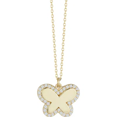 Ember Fine Jewelry 14k 0.19 Ct. Tw. Diamond Butterfly Necklace In White