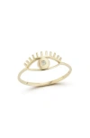 Ember Fine Jewelry 14k 0.01 Ct. Tw. Diamond Evil Eye Ring In Gold