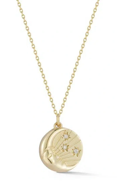 Ember Fine Jewelry Diamond Moon & Stars Pendant Necklace In Gold