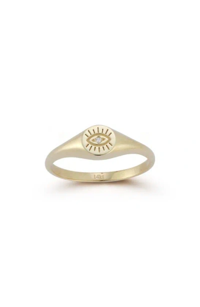Ember Fine Jewelry Evil Eye Diamond Signet Ring In 14k Gold