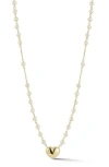 Ember Fine Jewelry Freshwater Pearl Beaded Heart Pendant Necklace In Gold