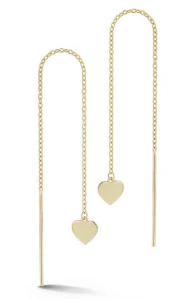 Ember Fine Jewelry Heart Chain Threader Drop Earrings In Gold