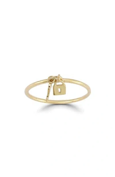 Ember Fine Jewelry Lock & Key Charm Ring In Gold