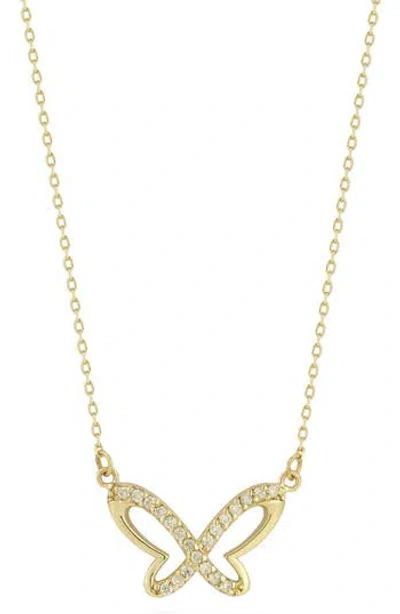 Ember Fine Jewelry Pavé Diamond Butterfly Pendant Necklace In Brown