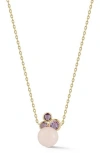 Ember Fine Jewelry Rose Quartz & Amethyst Pendant Necklace In Multi