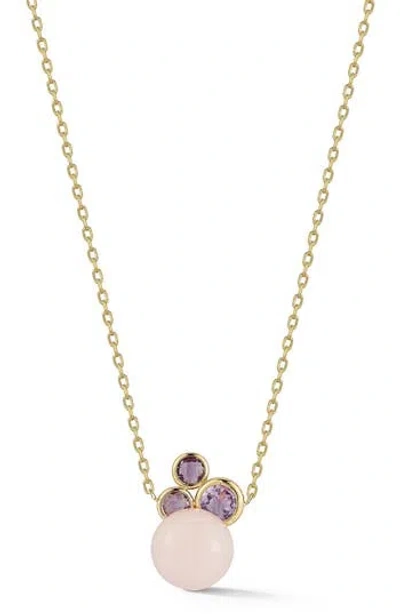 Ember Fine Jewelry Rose Quartz & Amethyst Pendant Necklace In Multi