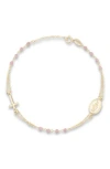 Ember Fine Jewelry Rose Quartz Rosary Bracelet In Gold