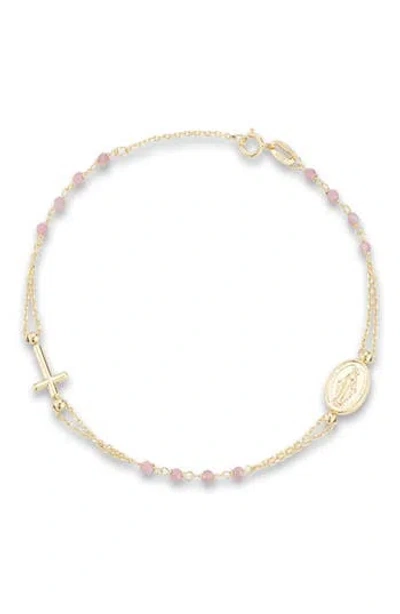 Ember Fine Jewelry Rose Quartz Rosary Bracelet In Gold