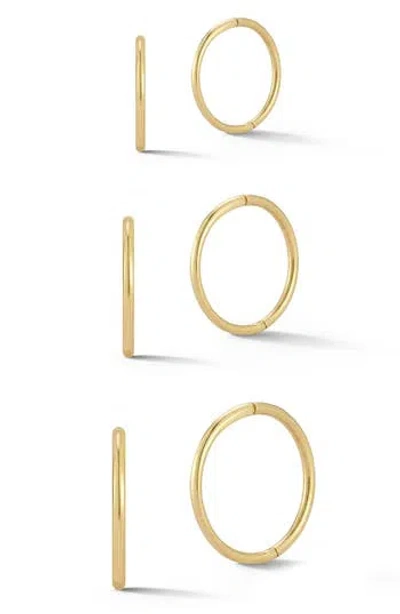 Ember Fine Jewelry Set Of 3 14k Gold Huggie Hoop Earrings