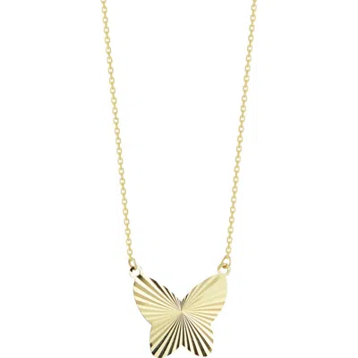 Ember Fine Jewelry Textured Butterfly Pendant Necklace In Gold