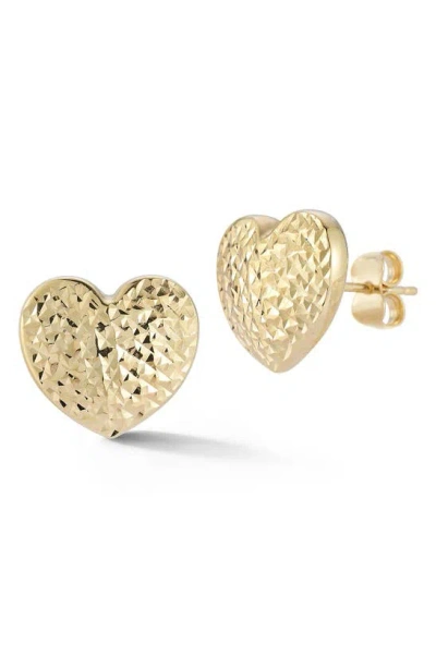 Ember Fine Jewelry Textured Heart Stud Earrings In 14k Gold