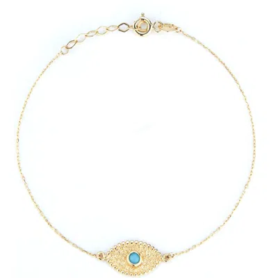 Ember Fine Jewelry Turquoise Evil Eye Bracelet In Gold