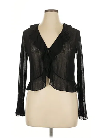 Pre-owned Ember Long Sleeve Blouse In Black