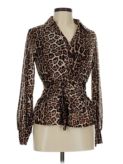 Pre-owned Ember Long Sleeve Blouse In Brown