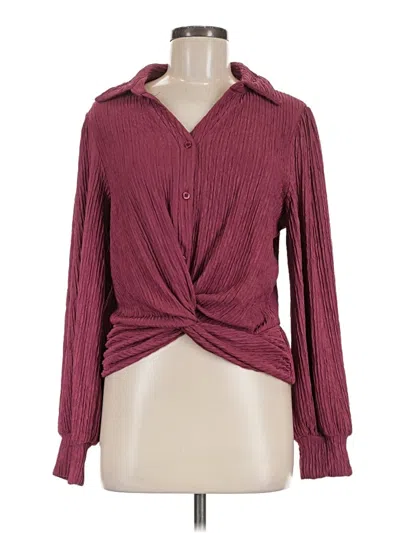 Pre-owned Ember Long Sleeve Blouse In Burgundy