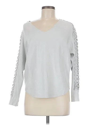 Pre-owned Ember Long Sleeve Top Gray V Neck Tops
