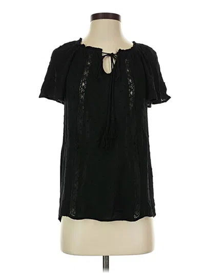 Pre-owned Ember Short Sleeve Blouse In Black