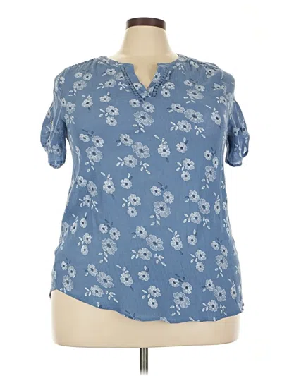 Pre-owned Ember Short Sleeve Blouse In Blue