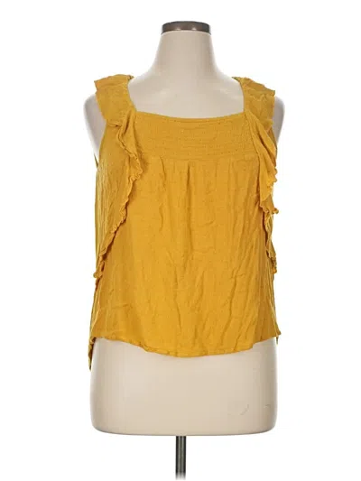 Pre-owned Ember Sleeveless Top Yellow Scoop Neck Tops