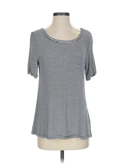 Pre-owned Embrace Short Sleeve Top Blue Stripes Pattern Scoop Neck Tops