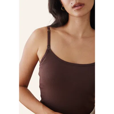 Embrace Soft Ribbed Nursing Tank In Brown