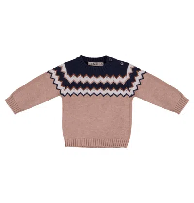 Emc Kids' Boy's Jacquard Knit Sweater In Brown