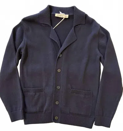 Emc Kids' Boy's Knit Cardigan Top In Navy In Blue