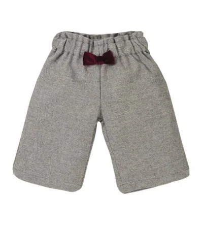 Emc Kids' Girl's Flannel Bow Culottes Pants In Pepper In Gray