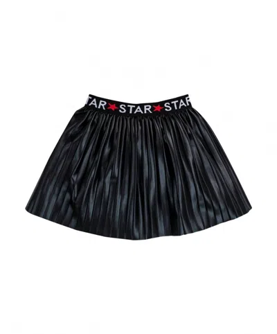 Emc Kids' Girl's Pleated Faux Leather Skirt In Black