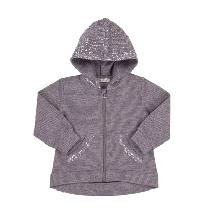 Emc Kids' Girl's Ribbed With Sequin Hoodie In Silver