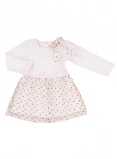 Emc Kids' Girls Knitted Fabric And Mesh Dress In Cream In White