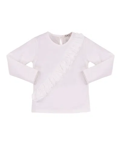 Emc Kids' Girls' Long Sleeve Asymmetric Ruffle Tee In White