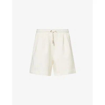 Emello Womens Cream Embroidered Patch-pocket Cotton Shorts In White