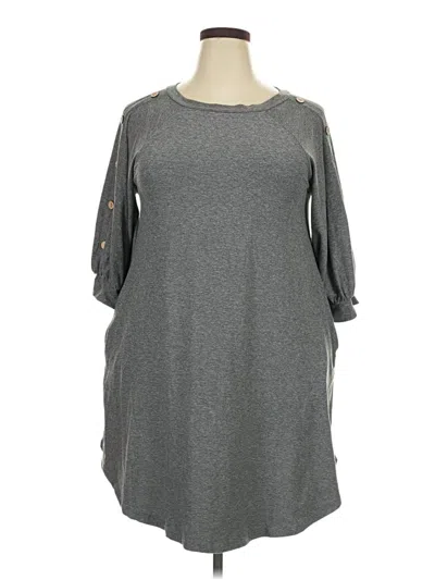 Pre-owned Emerald 3/4 Sleeve Top Gray Boatneck Tops