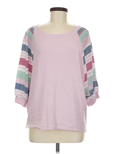 Pre-owned Emerald 3/4 Sleeve Top Pink Square Neckline Tops