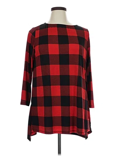 Pre-owned Emerald 3/4 Sleeve Top Red Square Neckline Tops