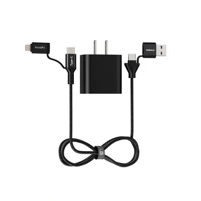 Emerald 6ft 4-in-1 Braided Usb-a & Type-c To Lightning & Type-c With Adapter, Fast Charging & Data Syncing C In Black
