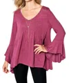Emerald Collection All I Need Hanky Hem Tunic Top In Raspberry In Multi