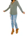 Emerald Collection Lacey Long Sleeve In Olive Grey In Green
