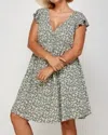 EMERALD COLLECTION MINI FLORAL SWING DRESS IN GREY/WHITE